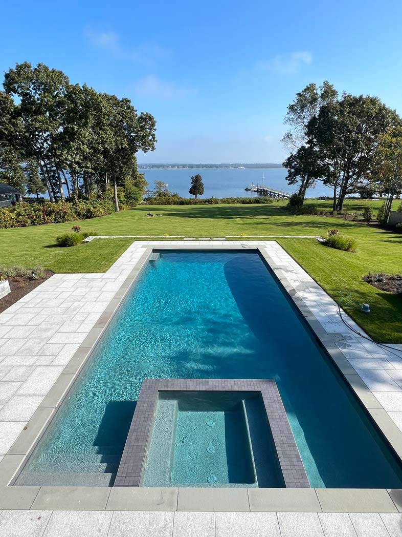 New pool in backyard next to the river
