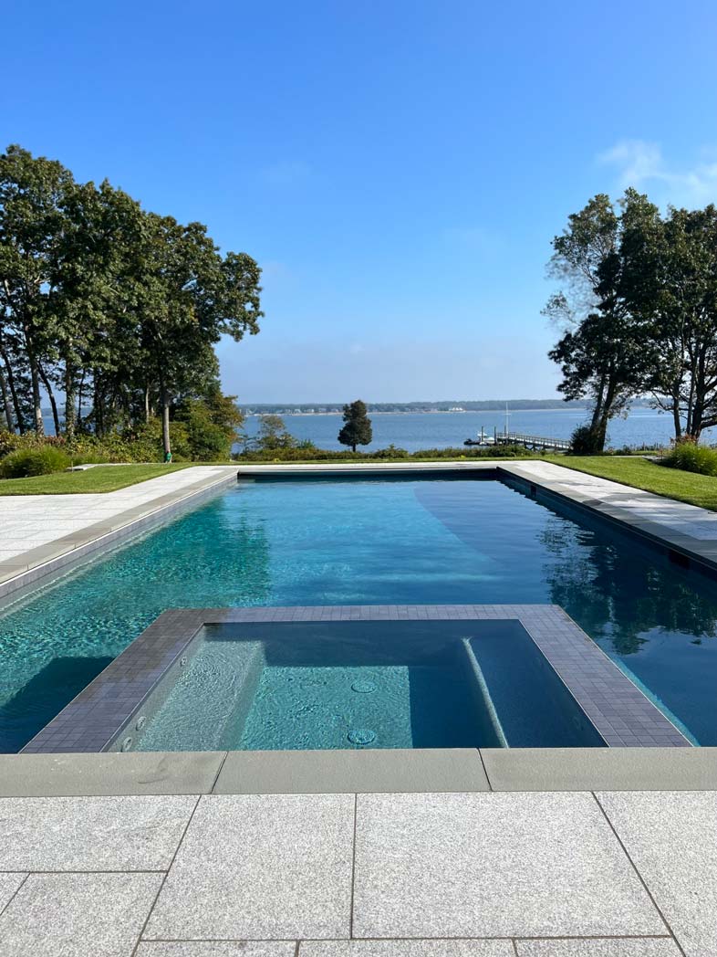 New pool in backyard next to the river