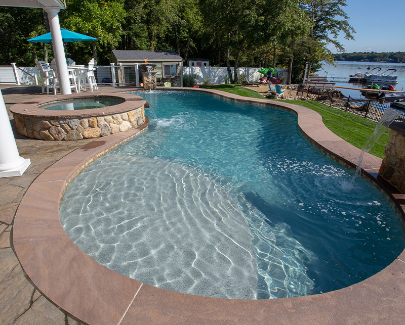 Beautiful pool in backyard next to the river