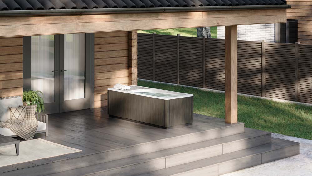Hot tub outside house