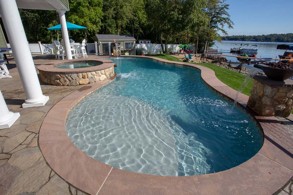 Beautiful pool in backyard next to the river
