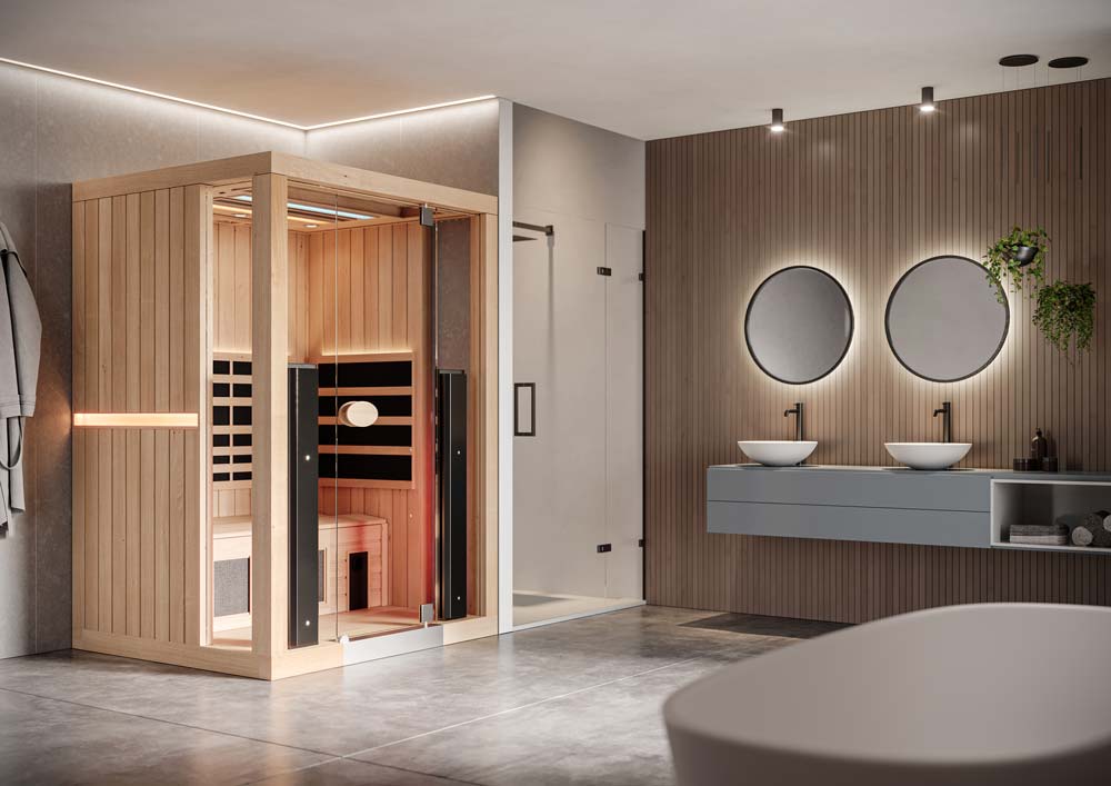 Sauna inside beautiful apartment