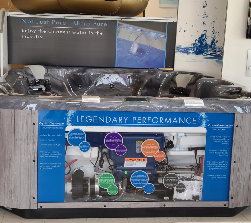 Hot tub products in retail store