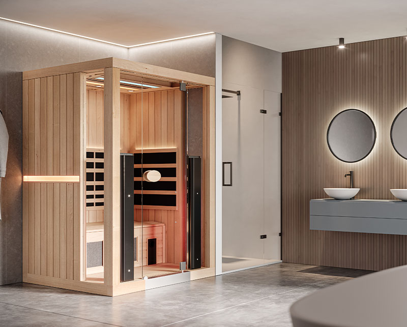 Sauna inside beautiful apartment