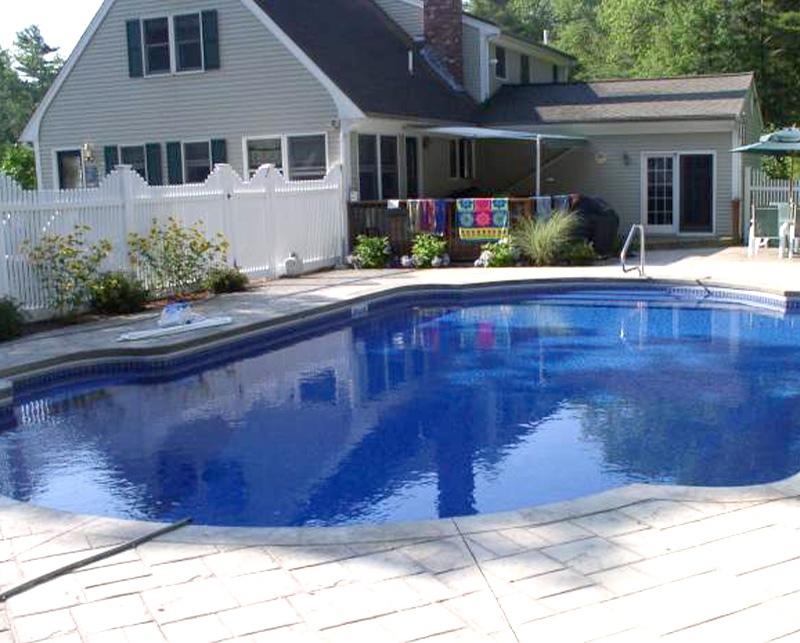 Beautiful vinyl pool in backyard