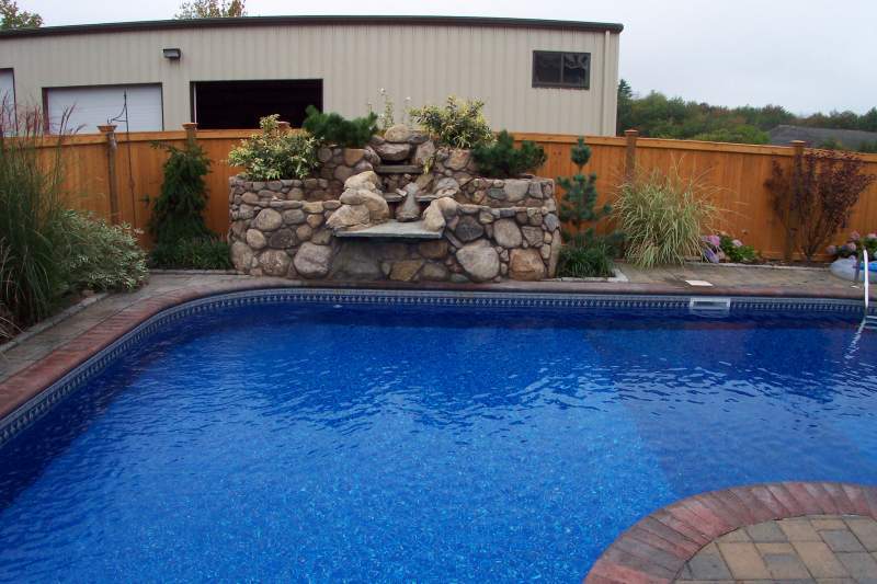 Beautiful vinyl pool in backyard