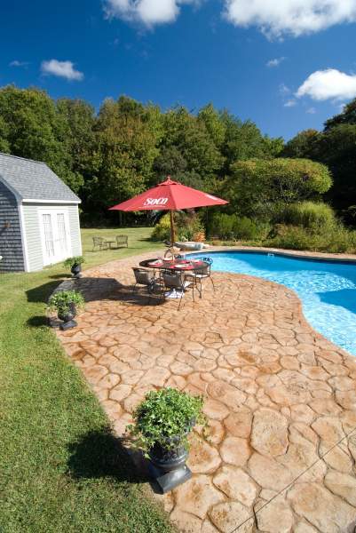 Beautiful vinyl pool in backyard