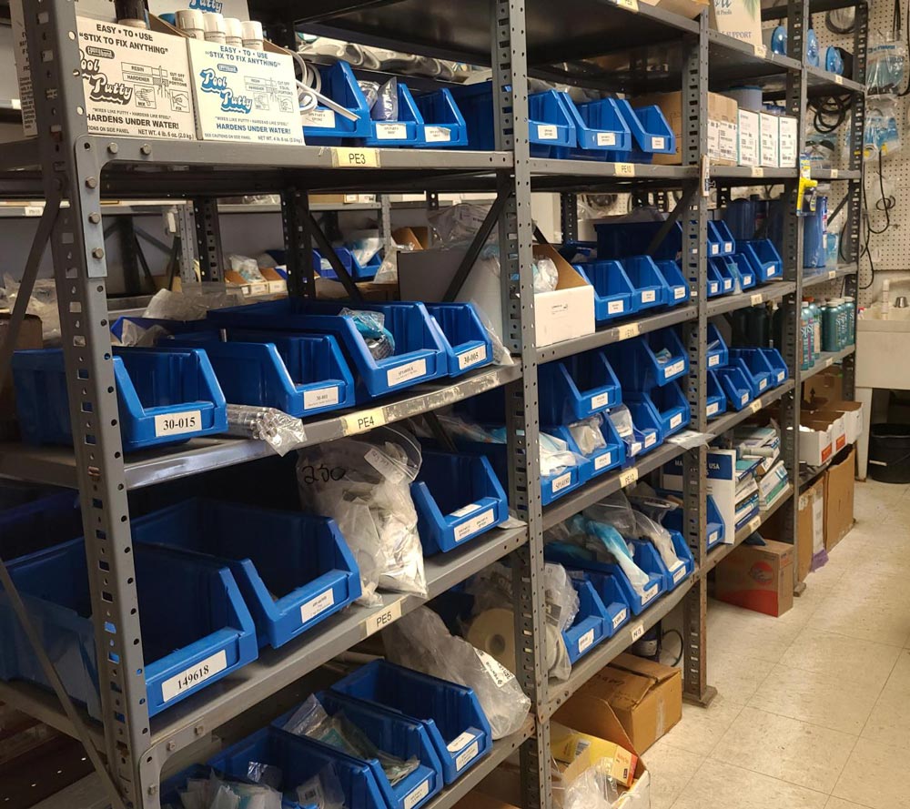 Pool maintenance products in retail store