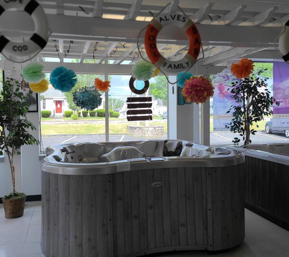 Hot tub products in retail store