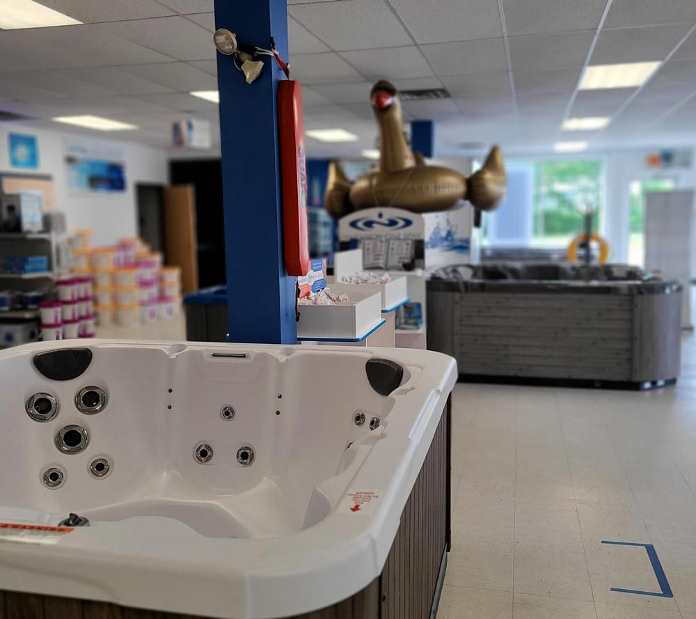 Hot tub products in retail store