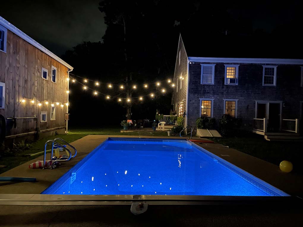 Pool light at night