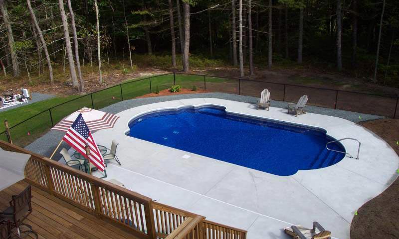 Beautiful vinyl pool in backyard