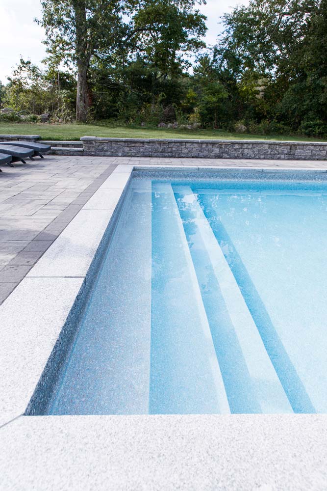 New pool with steps under water