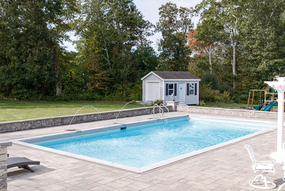 New pool with water jets on the side