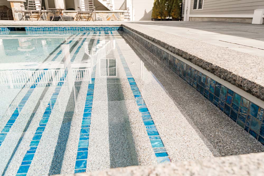New pool with steps under water