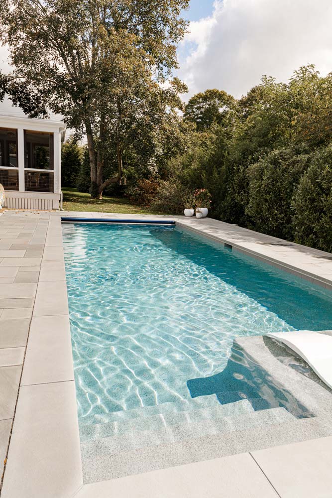 New pool with steps and a tanning ledge on the side