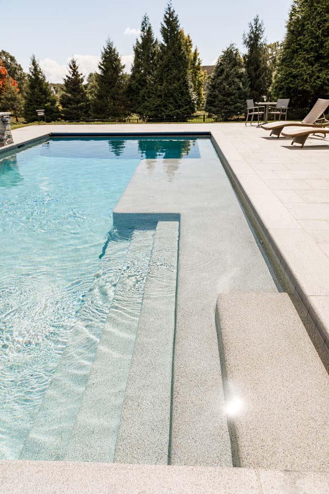 New pool with tanning ledge on the side